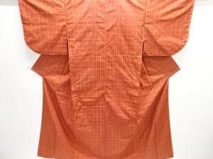 小格子織り出し米沢紬着物アンサンブル